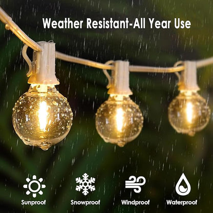 G40 Globe String Lights 50FT with 50+2 Bulbs,Remote Controlled Party lights | 1ft spacing,2200K Warm White,Dimmer/Timer included, Bistro Lights with 3 Light Modes & Memory function