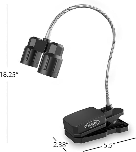 Grill Light - Magnetic Clamp LED Light with Flexible Gooseneck Arm for Grills, Smokers, or Griddles - Grilling Gifts for Men or Women by Chef Buddy