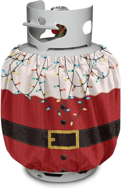 Santa Claus Propane Tank Cover 20lb Christmas Gas Tank Cylinder Cover for Outdoor Camping Yard Party Easy to Install Grill Accessories Gift for Holiday