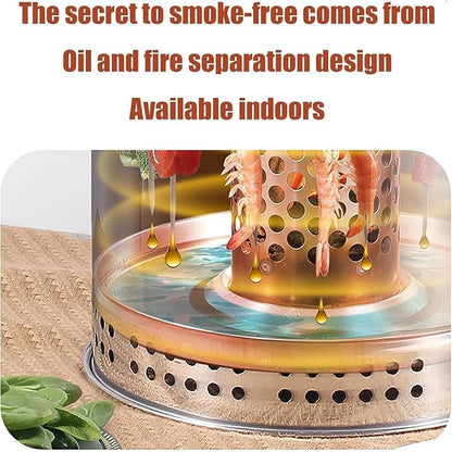 Stainless Steel Indoor Charcoal BBQ Stove,Vertical Smokeless Charcoal BBQ Barrel Grill,360° Roasting All Round Roasting Oven with Handle for Travel Camping Picnic Patio Backyard(28pcs)