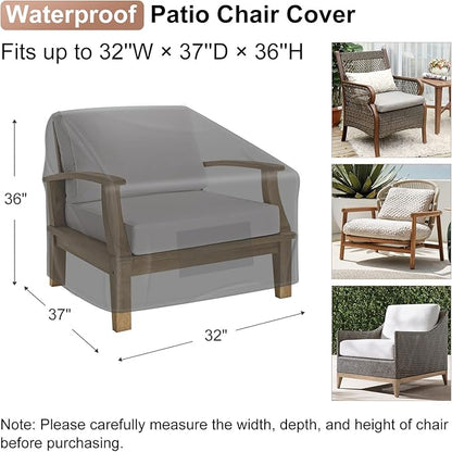 Mrrihand Patio Chair Covers Waterproof, Lounge Deep Seat Cover, Heavy Duty Outdoor Lawn Patio Furniture Covers (32" W x 37" D x 36" H - 2 Pack)