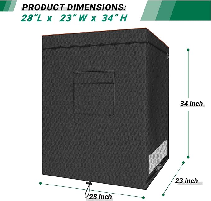Chest Freezer Cover, Waterproof 420D Oxford Protective Outdoor Indoor Refrigerator Dust Cover with Zipper Fits 5.0 Cubic Feet Deep Freezer 28"L x 23"W x 34"H (Only Cover)
