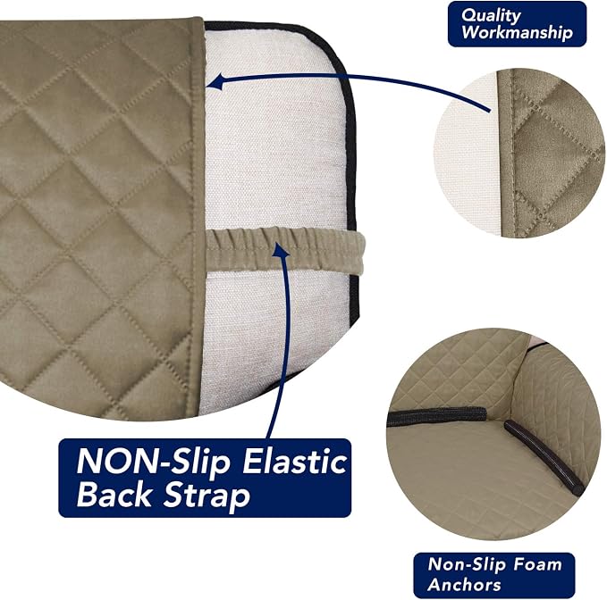 PureFit Reversible Quilted Sofa Cover, Water Resistant Slipcover Furniture Protector, Washable Couch Cover with Non Slip and Elastic Straps for Kids, Dogs, Pets (Sofa, Beige/Beige) | Beige/Beige, Water Resistant Couch Protector, Washable Pet Couch Cove...