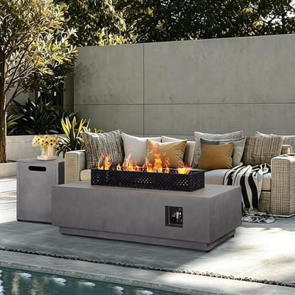 48" Outdoor Propane Fire Pit Table, 50000 BTU Propane Fire Pit with Wind Guard,Tank Table,Lava Rocks and Cover,Baking Pan,for Outside Patio & Backyard, CSA Certified