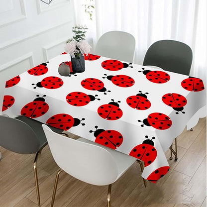 TKS MITLAN Tablecloth Red Ladybug Table Cloth Rectangle Table 60 x 84 Inch Cute Round Dots Skin Fun Cartoon Kitchen Decorations for Home Dinner Party