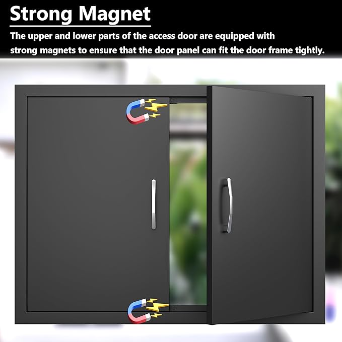 BBQ Outdoor Kitchen Doors Inch Double BBQ Access Door,Rust-Proof Access Door for Outdoor Kitchen, BBQ Island,Grilling Station (31" x 24")