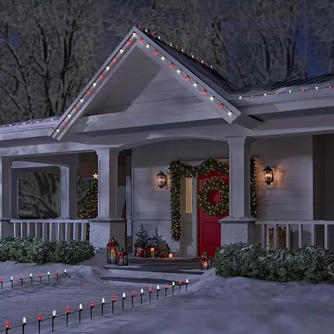 TW SHINE C9 Christmas Lights, 100 LED 66 FT Christmas String Lights Outdoor with 8 Modes Timer Waterproof Connectable for Indoor Yard Xmas Tree House Decorations (Red and White)