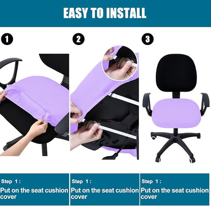 Smiry Office Computer Chair Seat Covers for Desk, Anti-dust Protector | Stretch Jacquard Removable Washable Desk Chair Seat Cushion Protectors, Lavender