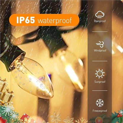 C7 LED Christmas & Halloween Lights - 12FT Outdoor Clear String Lights with 12 Vintage C7 Bulbs, Warm White Hanging Decor for Porch, Garden, Backyard, Balcony, Holiday Party