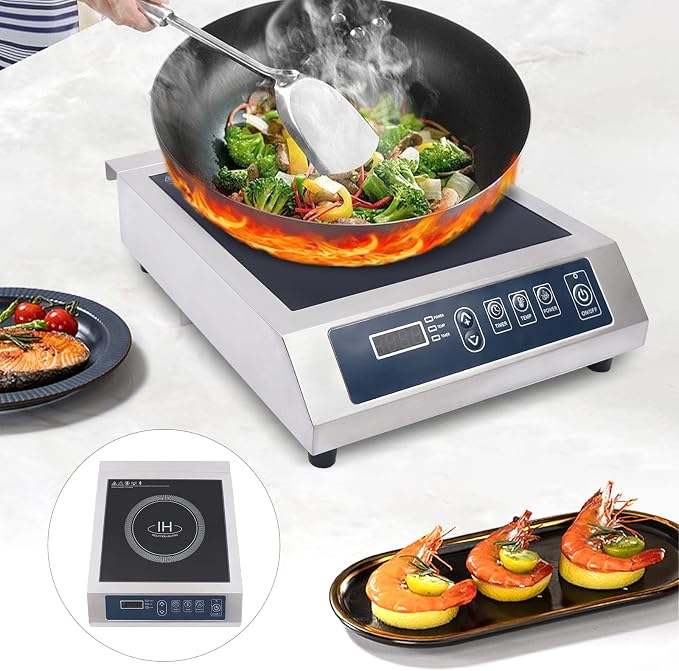 Commercial Induction Cooktop Burner for Kitchen, 1800W High Power Electric Countertop Stove, Portable Cooking Appliance for Home, Restaurant, Chef