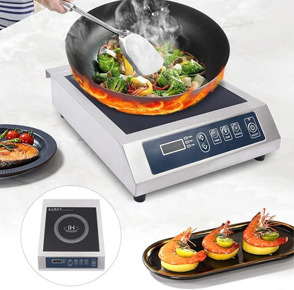 Commercial Induction Cooktop Burner for Kitchen, 1800W High Power Electric Countertop Stove, Portable Cooking Appliance for Home, Restaurant, Chef