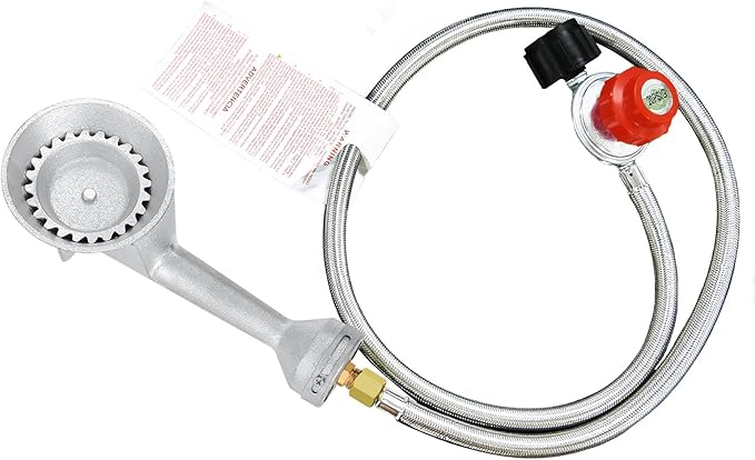 BESTFIRE High Pressure Cast-Iron Propane Burner Head,Taper Burner Head with 20 PSIG Adjustable High Pressure Propane Regulator with Hose and Brass Fitting for Propane Burner Head for Cooking Outdoor