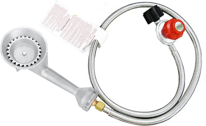 BESTFIRE High Pressure Cast-Iron Propane Burner Head,Taper Burner Head with 20 PSIG Adjustable High Pressure Propane Regulator with Hose and Brass Fitting for Propane Burner Head for Cooking Outdoor