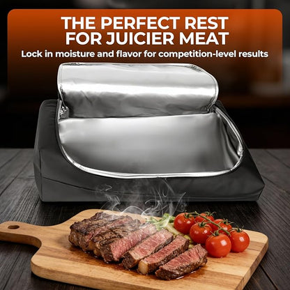 BBQ Blanket for Resting Meat - Leakproof Insulated Meat Bag & Meat Blanket - Heavy Duty Smoking Meat Accessories - BBQ Gifts for Men with Heat Retention & 270-Degree Zipper - Durable & Reusable