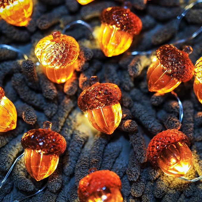 Forest Décor Fall Acorn Light Thanksgiving Decorative Fairy Lights Fall Garland Decor USB Plug in or Battery Operated String Lights Autumn Holiday 30LED 10ft Christmas Doorway Table Decor