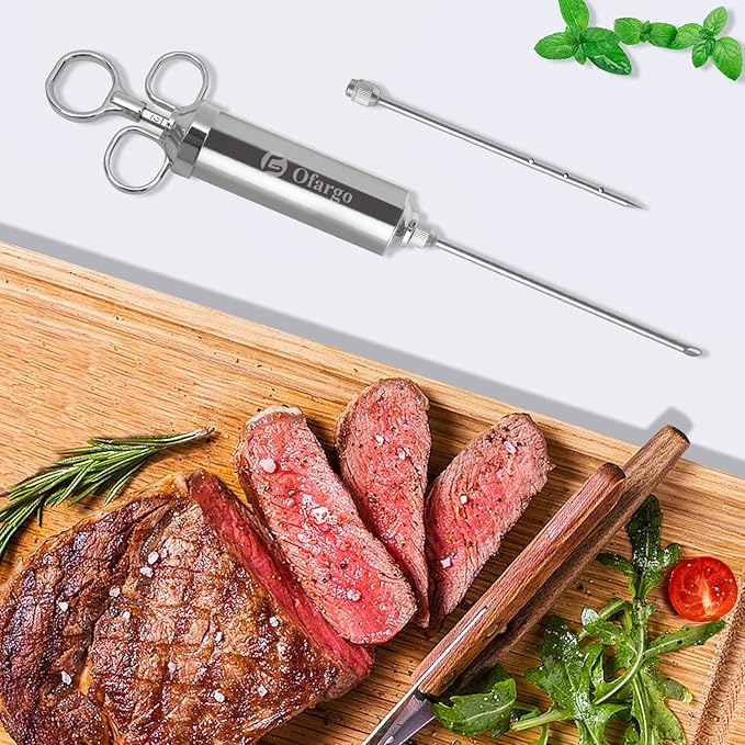Ofargo Meat Injector - 3 Needles for Smoking Meats, Beef, Turkey; 2-Oz Marinade Injector Syringe; User Manual Included