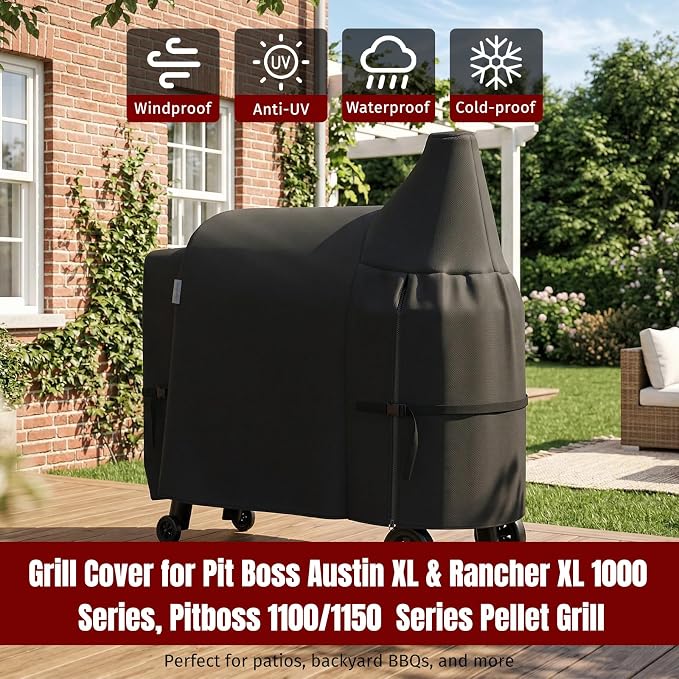 SHINESTAR Grill Cover for Pit Boss Austin XL&Rancher XL, 900D Oxford Fabric | Waterproof Tear‑Resistant, Fits PB1000D3,1000S,1100 Pro,1150 & Z Grill 1000 Pellet Grills, 62x24x47 in