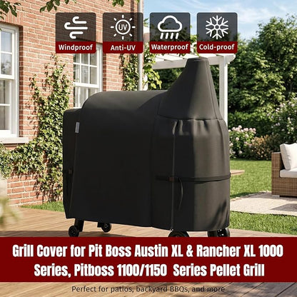 SHINESTAR Grill Cover for Pit Boss Austin XL&Rancher XL, 900D Oxford Fabric | Waterproof Tear‑Resistant, Fits PB1000D3,1000S,1100 Pro,1150 & Z Grill 1000 Pellet Grills, 62x24x47 in