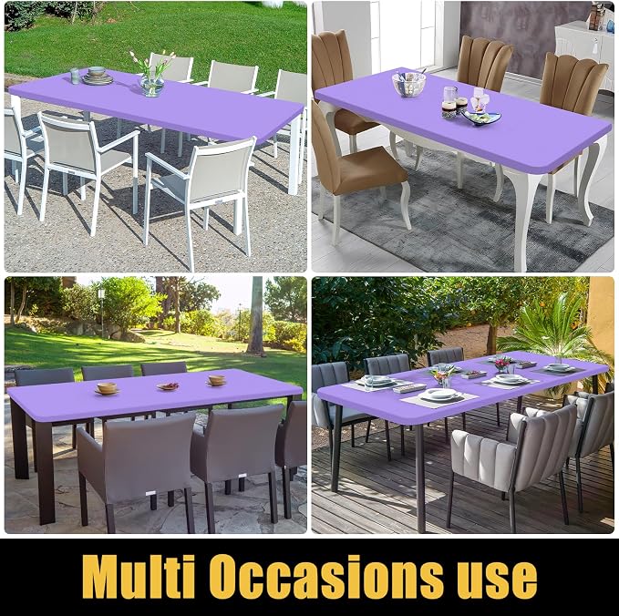 Smiry Rectangle Picnic Table Cloth, Waterproof Elastic Fitted Tablecloths for 6 Foot Tables, Washable Polyester Table Cover for Camping, Indoor and Outdoor (Lavender, 30"x72")