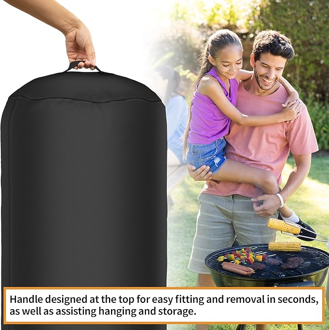 NEXCOVER Round Grill Cover | 19.5” Dia by 32”H BBQ Cover, Dome Smoker Cover, Fade & UV Resistant Barbecue Cover,Waterproof Heavy Duty Barbeque Cover,Compatible for George Foreman Gfo3320 Gfo240 Grills