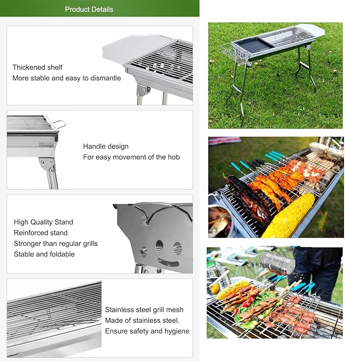 DONGXIAO Charcoal barbecue,barbeque grill,barbecues,BBQ Grill,Outdoor Stainless Steel BBQ Grill,BBQ Charcoal Grill,Portable Folding BBQ Grill