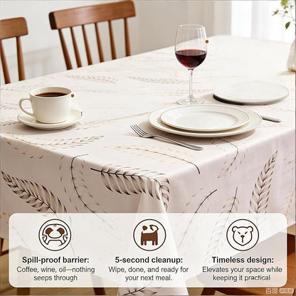 Vinyl Spring Table Cloth Rectangle, Heavy Duty Table Cover Oil Proof & Waterproof Non-Slip, Heat Resistant Tablecloth for Outdoor Indoor, Easy Clean Wipeable Table Protector for Kitchen 55" X 78"