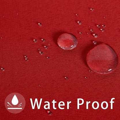 LUSHVIDA Round Outdoor Tablecloth with Umbrella Hole and Zipper, 60 Inch Red, Washable Waterproof Table Cloth Spill Proof Wrinkle Free Table Cover for Patio Spring Summer Picnic BBQS