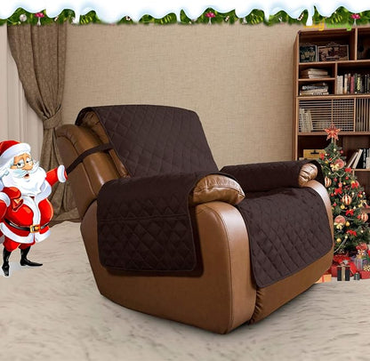 Easy-Going Oversized Recliner Cover Reversible Couch Cover Sofa Cover for Living Room Water Resistant Furniture Protector with Elastic Straps for Pets ('Large Recliner 27-29 in, Chocolate/Beige) | Machine Washable Slipcover For Dogs, Water Resistant Fu...