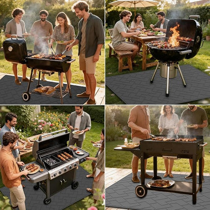 66" x 49" Heavy Duty Grill Mat for Outdoor Grill, BBQ Mats & Under Grill Mat for Patio Deck Protection, Waterproof, Oil-Resistant, Easy-to-Clean Floor Protector