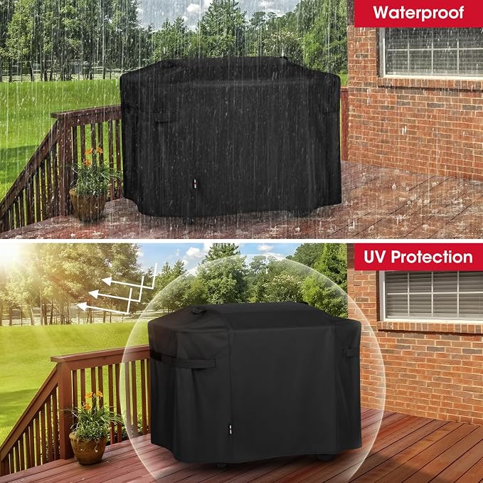 Unicook Griddle Cover Compatible with Weber 28 Inch Gas Griddle, 55" Grill Cover Compared to Weber 7771, Heavy Duty Waterproof 3 Burner Flat Top BBQ Protector with Hood, All Weather Protection, Black