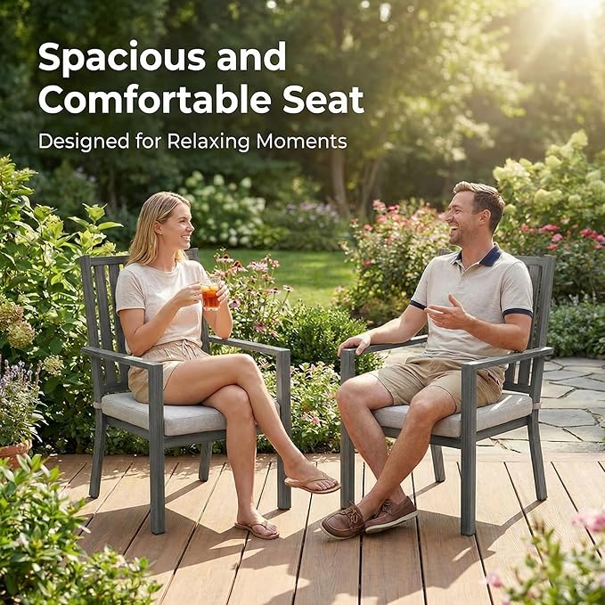 RoyalCraft Aluminum Outdoor Patio Chairs Set of 4, Outdoor Chairs with Waterproof Cushions, Outdoor Dining Chairs with Armrests, Metal Patio Furniture Set for Porch, Balcony, Deck, Backyard, Grey
