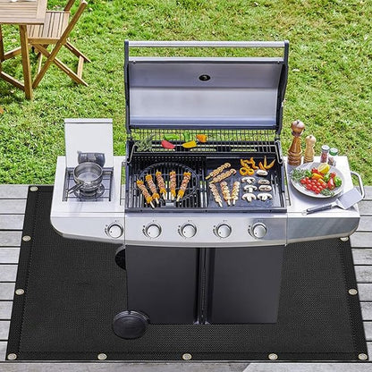 Heat Shield Behind Grill Black Fireproof Cover and Screen Protect Deck Railing from Grill Heat Shield for Wood Stove, 3’x8’ Wall Protector for Fridge Waterproof BBQ Mat UV Resistant Privacy Screen