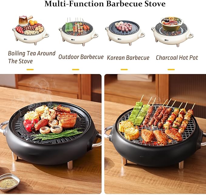 Mini Portable Barbecue Grill, Outdoor BBQ Grill Korean Style Charcoal Grill, Easy to Assemble and Clean, A Variety of Packages Available(Dark Gray,D)