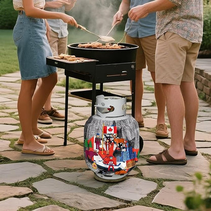 20 lb Dual Propane Tank Cover Protective Propane Tank Blanket for Grill, Travel Trailer RV, and Outdoor Use Windproof Weatherproof Gas Cover Canada Flag