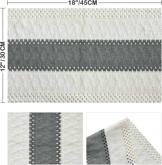 Artoid Mode Dark Grey Farmhouse Rustic Placemats Set of 6,12x18 Inch Seasonal Holiday Hollow Table Mats Party Kitchen Dining Decoration