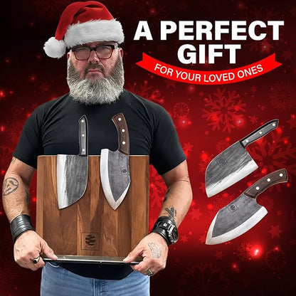 COOLINA The Real Duo Lixy & Promaja High Carbon Steel Knife Set | Versatile Handmade Knives for Chopping & Dicing, Full Tang, Ergonomic Handles | Perfect for BBQ & Grill