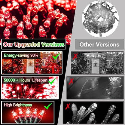 WUXYIYANG 750 LED 240FT Red Valentine Lights, 12 Pro Modes and Timer Memory & Dimmable, Plug in Indoor Valentine Room Light for for Xmas Bedroom Yard Tree Wedding Party Outdoor Waterproof Decor (Red)