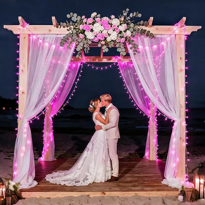 JMEXSUSS 33ft 100 LED Pink Battery Operated Lights with 8 Modes Remote | Pink String Lights Indoor Outdoor, Christmas String Light for Bedroom House Tree Party Porch Decor