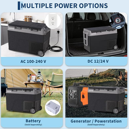 Car Refrigerator, 51QT(48L) Dual Zone Car Fridge Portable Freezer Compressor Electric Cooler, Portable Refrigerator, Rapid Freezing, -4°f to 68°f, 12/24V Can Internal Battery (Not Included) LCD Built-