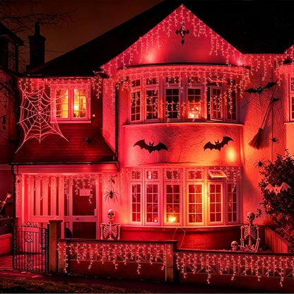 YEGUO 66ft 800 LED Icicle Lights Outdoor Waterproof, 160 Drops Halloween Lights Connectable, 8 Modes Icicle Christmas Light with Memory(Red)