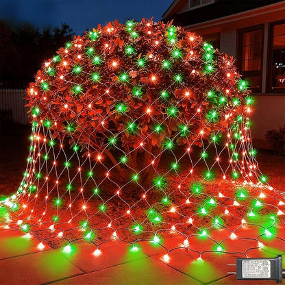 LitHome 14.8FT x 5FT Christmas Net Lights Outdoor Waterproof Connectable | 8 Modes 300 LED Red Green Bush Lights, Net Mesh Light Dark Green Wire for Bushes Shrubs Outdoor Christmas Holiday Decor
