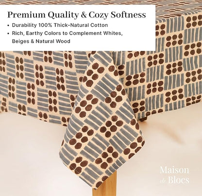 100% Cotton Hand Block Printed, Tablecloth for Kitchen, Dining, Table Cover for Parties, Chritmas, Weddings, Barbecues and Summer picnics Table Cloth