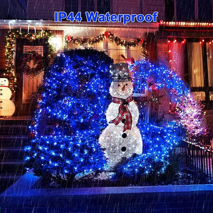 JMEXSUSS 360 LED Christmas Net Lights, Blue, 12ft x 5ft | Outdoor Waterproof, Connectable, Plug in, Mesh Lights with Remote for Bushes Shrubs Christmas Decorations