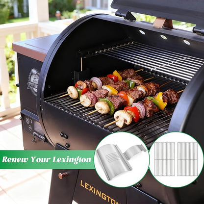 Flame Broiler Kit for Pit Boss Lexington 500 540 550 Series Cooking Grid Smoker Grill Grate Replacement Parts Pitboss Pellet Drip Tray Diffuser Heat Deflector Plate BBQ Accessories PB500NX
