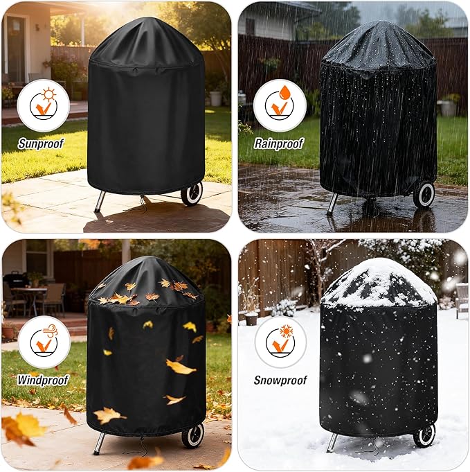 Charcoal Grill Cover for Cuisinart CCG190RB,Round Portable Charcoal Grill Cover for Weber Smokey Joe 14,Waterproof Portable Barbecue Grill Cover for GasOne 14