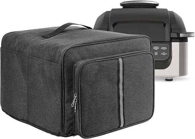 Dustproof 5 in 1 Cover with Storage Bag Compatible with Ninja Foodi Grill AG301, AG302, AG400, Front Storage Bag and Side Insert Bag, Dustproof Cover for Ninja Foodi (Dark Grey)