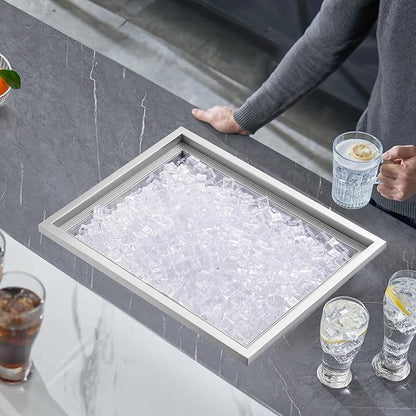 VEVOR Drop in Ice Chest, 22" L x 17" W x 12" H Stainless Steel Ice Cooler, Commercial Ice Bin with Cover, 46 qt Outdoor Kitchen Ice Bar, Drain-Pipe and Drain Plug Included, for Cold Wine Beer