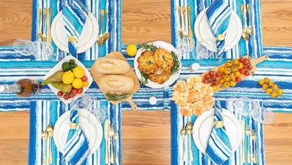 YiHomer Indoor Outdoor Tabletop for Spring Summer Decorations, Picnics and Dinner Parties - Stain and Water Resistant, Napkin Set, 20 x 20, Crayon Art (Ocean)