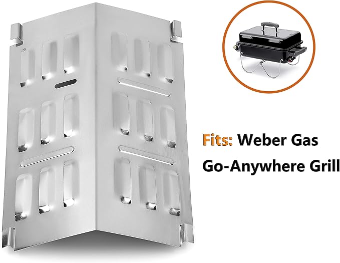 Stainless Steel Grill Flavorizer Bar Replacement for Weber 9201 and Gas Go-Anywhere Grill, Grill Heat Shield for Weber Go-Anywhere Gas Grills