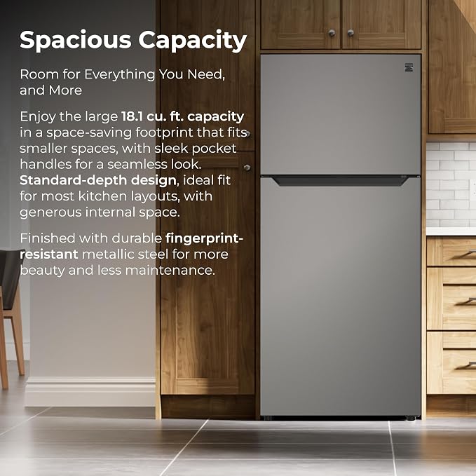 Kenmore 18.1 cu. ft. 30" Wide Top Mount Refrigerator - FPR Metallic Steel